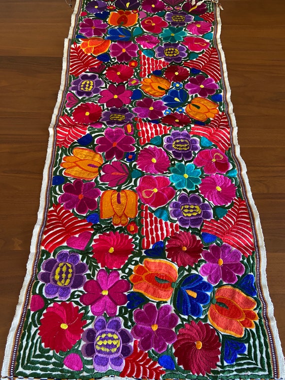 Mexican embroidered table runner mexican table runner Etsy