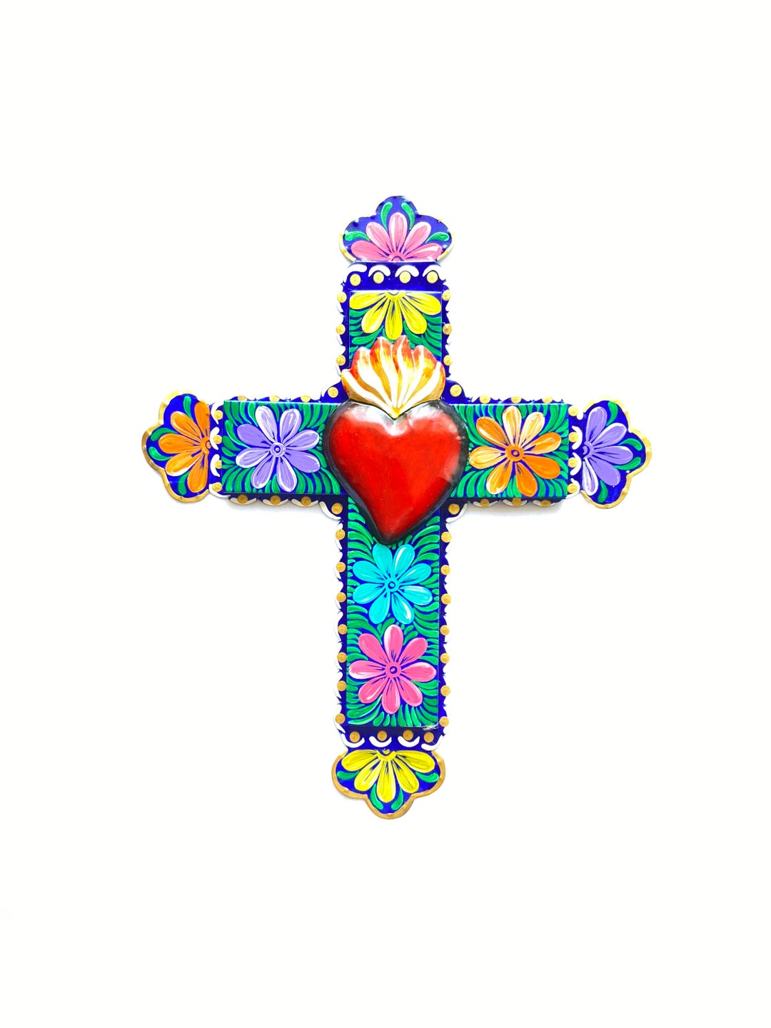 Mexican Cross, Mexican Tin Art, Mexican Wall Decor, Mexican Folk Art Etsy