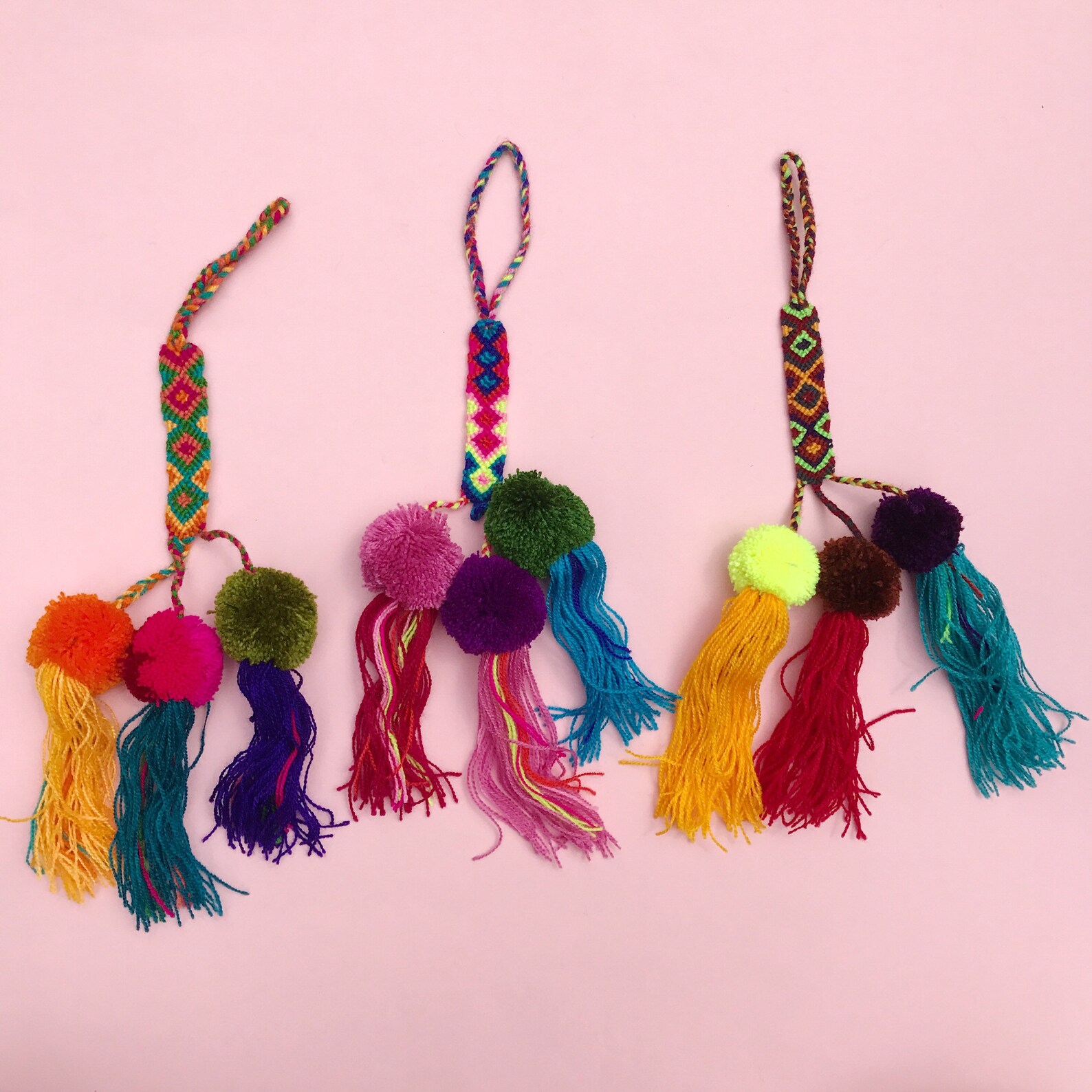 Mexican Pom Pom Bag Charm Pom Pom Bag Charm Pom Pom Tassel Etsy