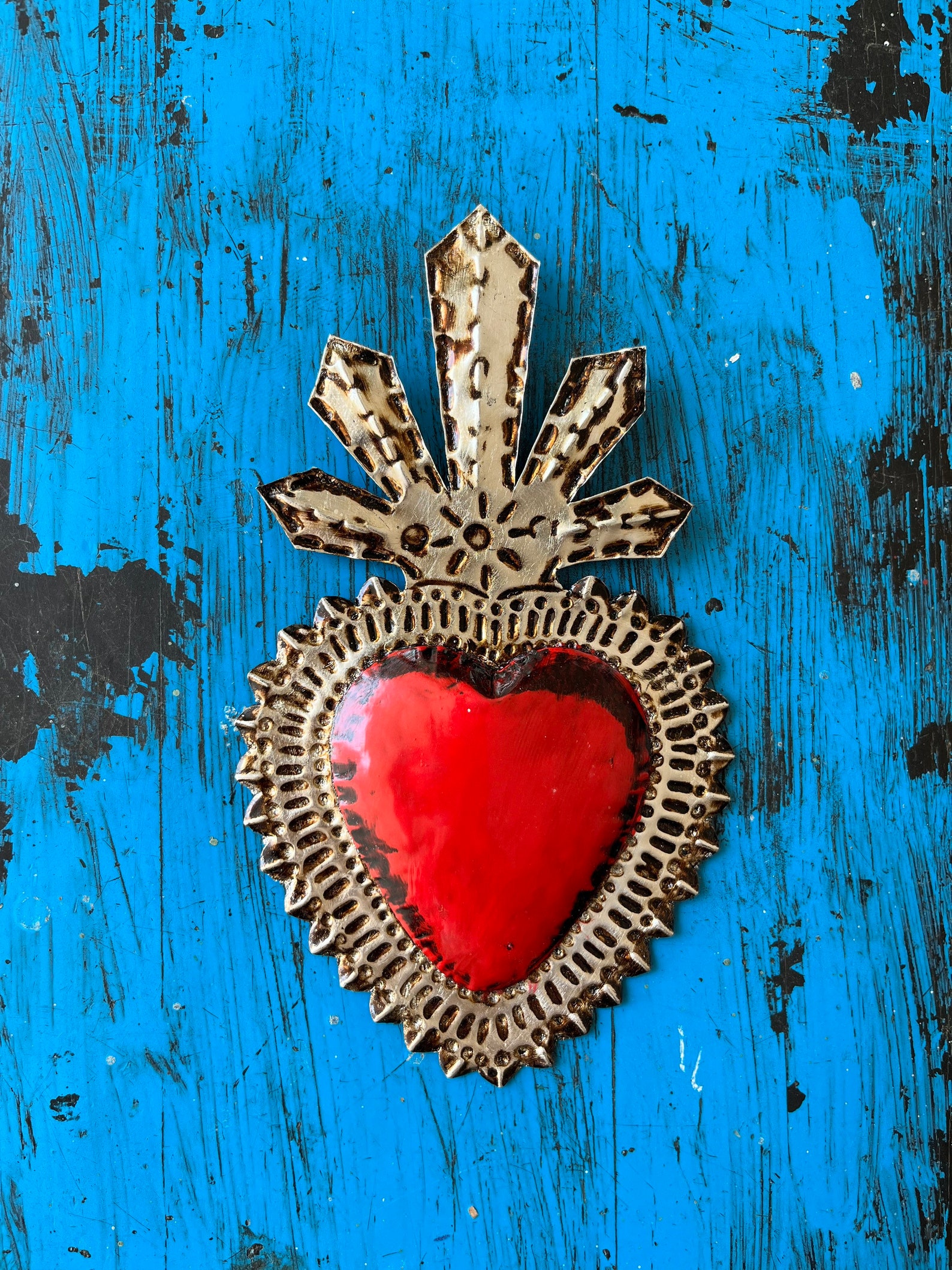 Mexican Tin Heart Mexican Tin Art Milagro Heart Mexican Etsy