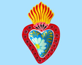 Mexican Tin Heart, Folk Art Wall Decor, 8 Inches - Etsy