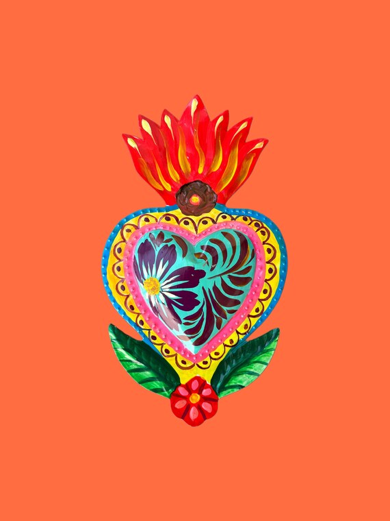 Mexican Tin Heart, Folk Art Wall Decor - Etsy