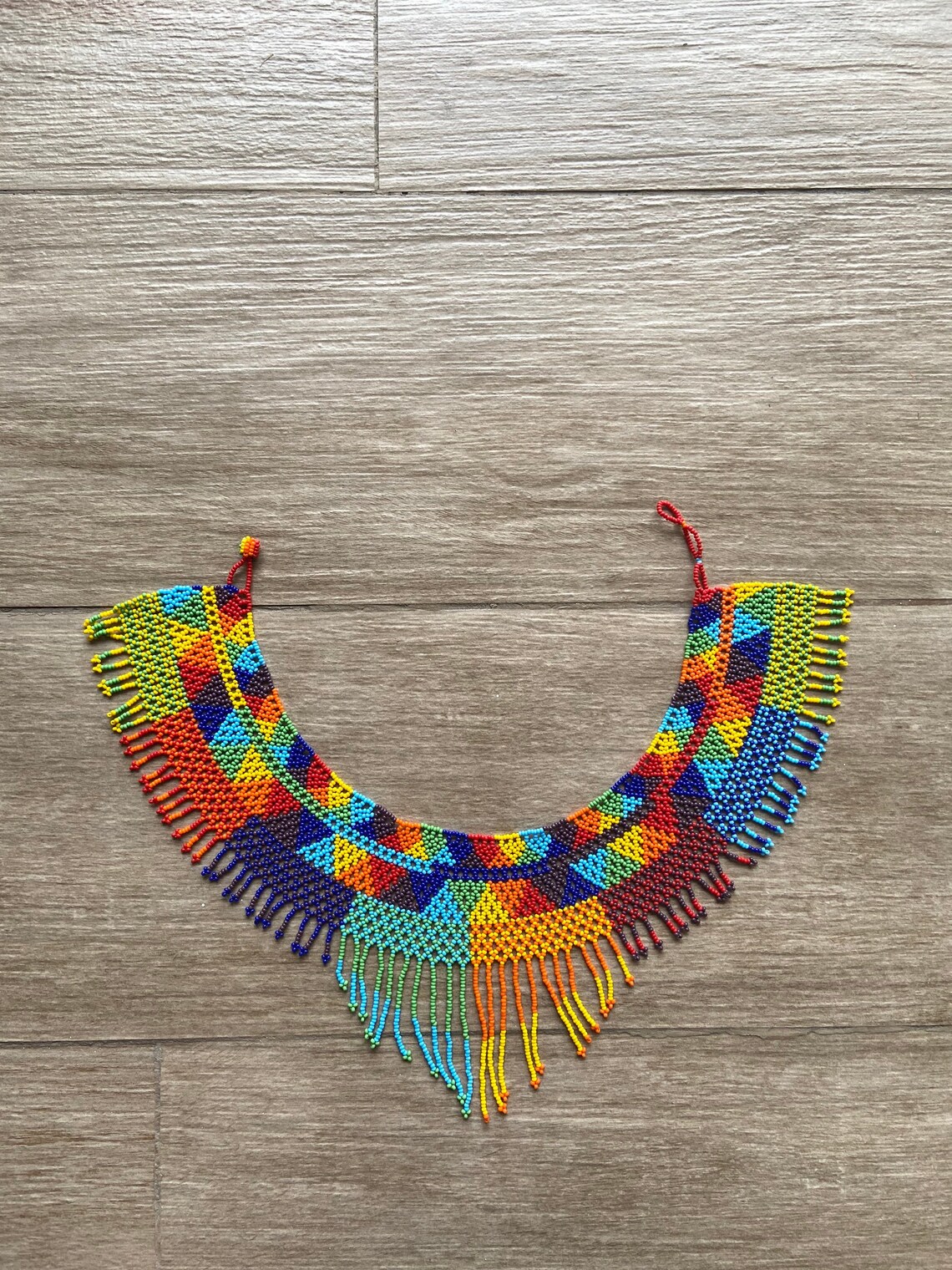 Huichol Necklace Mexican Beaded Necklace Huichol Jewelry Etsy