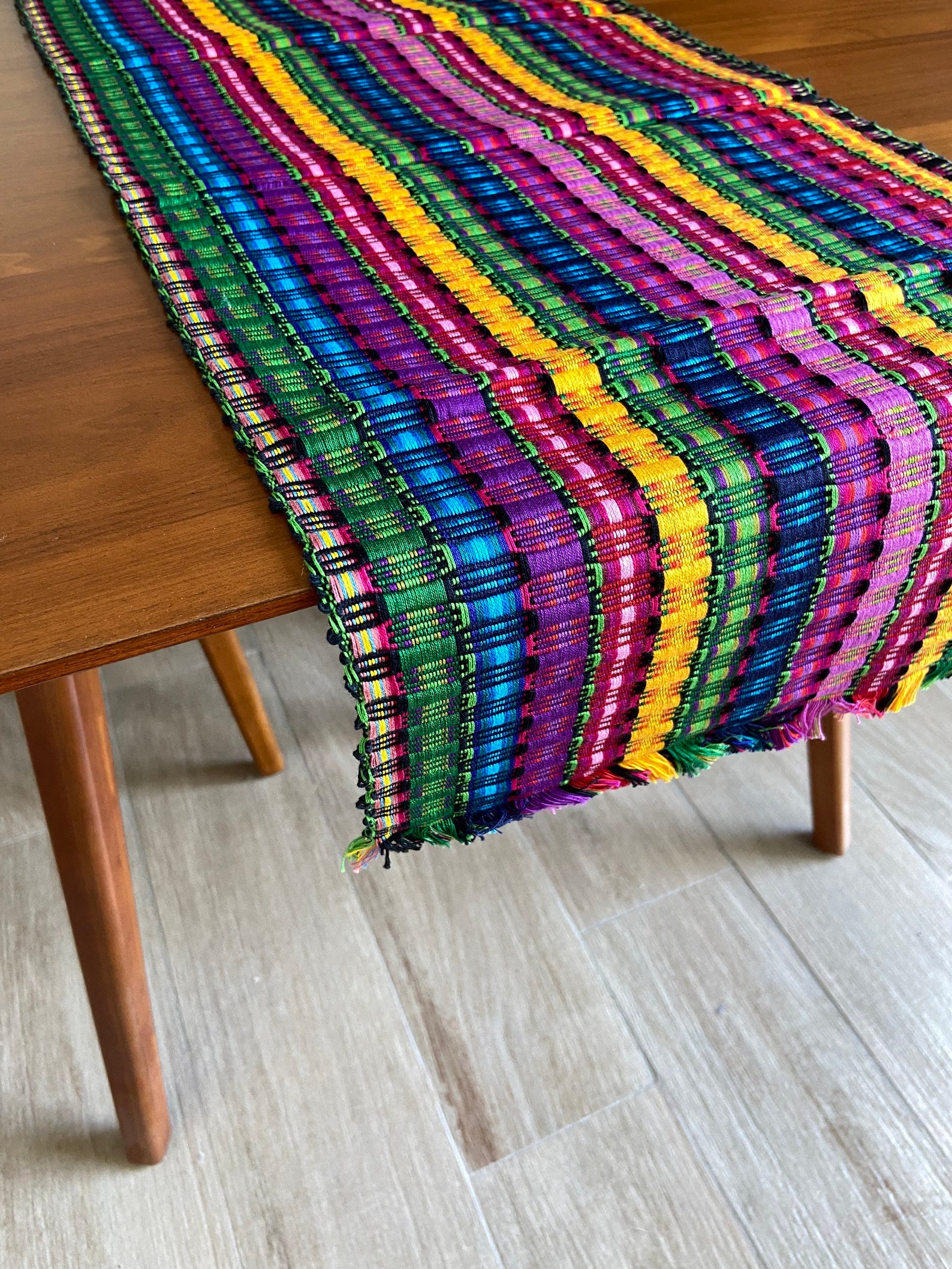 Mexican Table Runner Handwoven Table Runner Embroidered