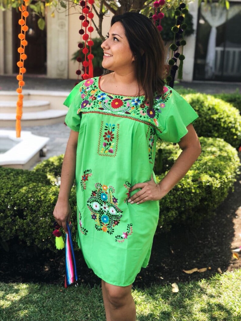Mexican Embroidered Dress Mexican Embroidery Dress Floral - Etsy