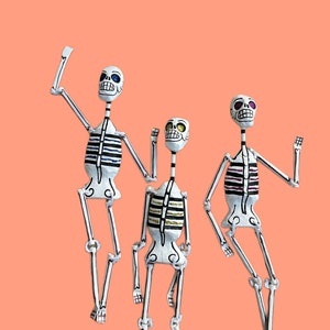 Jour du crâne mort en papier mâché, art populaire mexicain, jour de lart mort, squelette en papier mâché image 6
