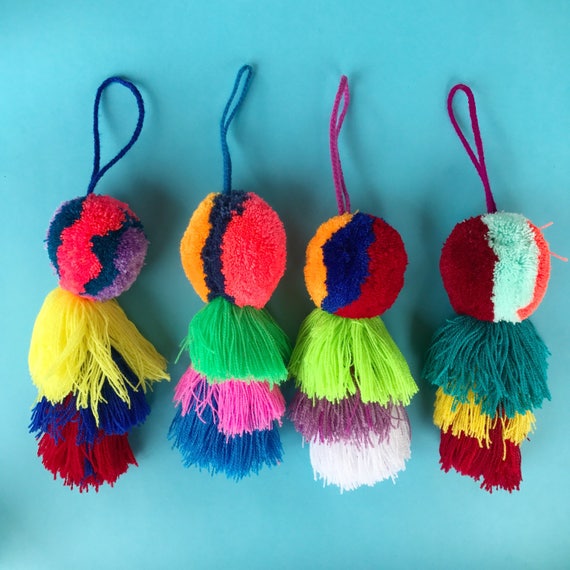 Pom Pom Bag Charm Mexican Pom Pom Tassel Mexican Pom Pom Garland