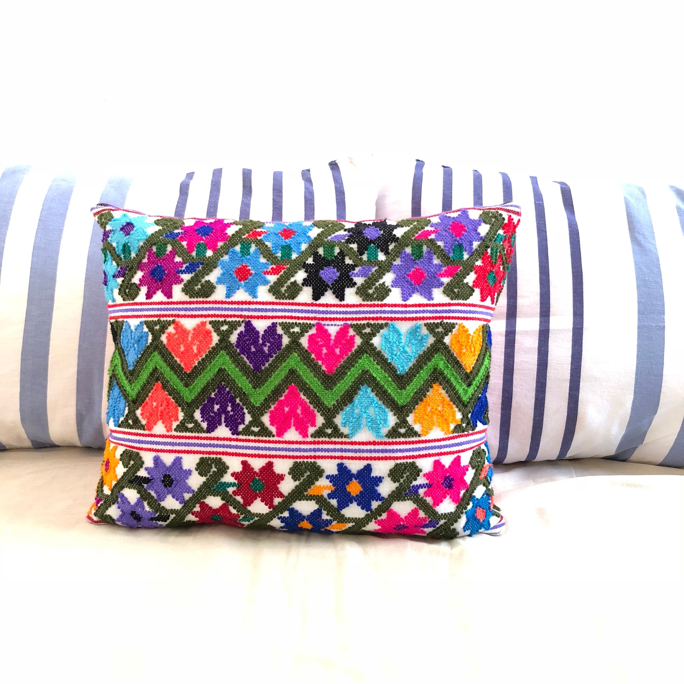 Mexican embroidered pillow mexican decor embroidered pillow Etsy