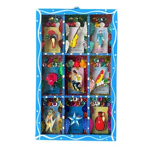 Mexican nicho, loteria shadow box, loteria art, mexican folk art