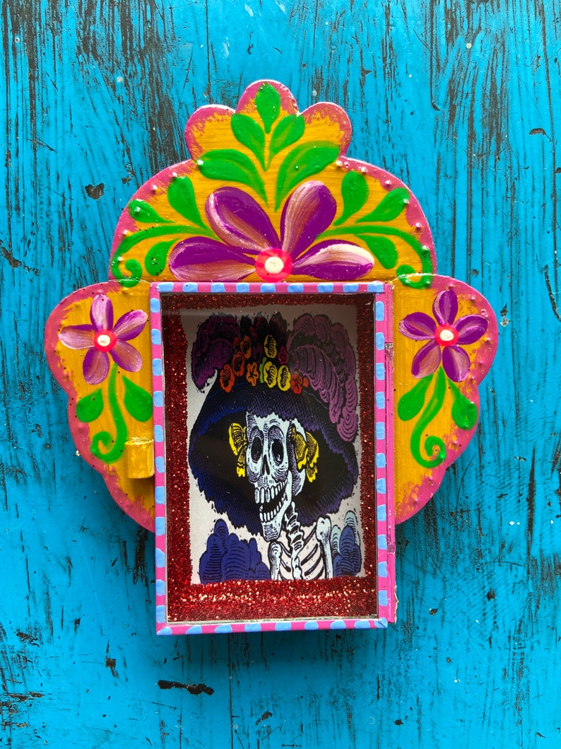 Mexican tin nicho Mexican altar Mexican shadow box tin Etsy