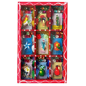 Loteria nicho, mexikanischer Schattenkasten, Loteria Kunst, mexikanische Volkskunst