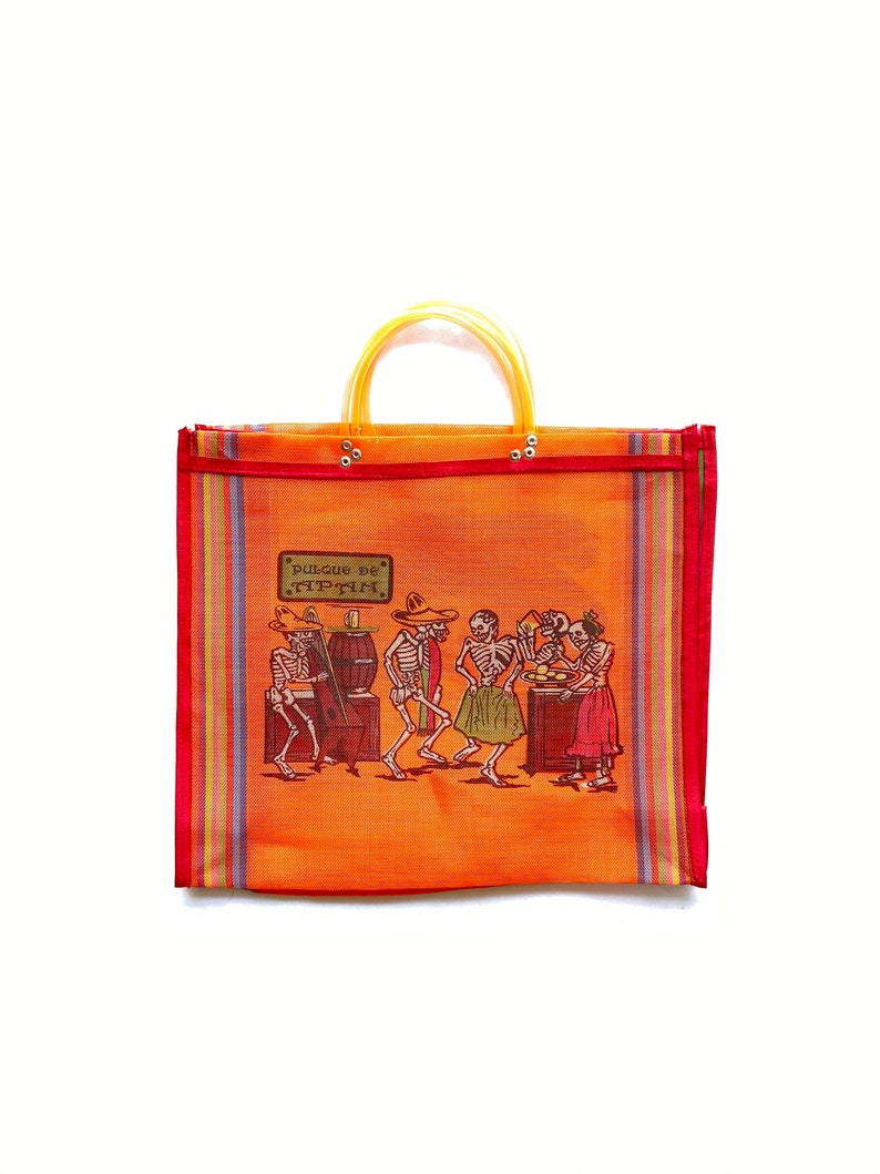 Mexican beach bag mexican market bag La catrina mercado bag Mesh bag Mexican mercado bag Mexican tote bag Mexican grocery bag