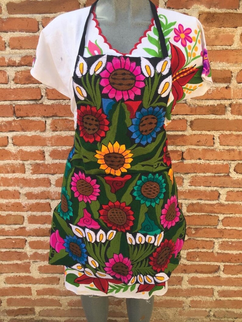 Mexican Embroidered Apron Mexican Apron Mandil Etsy