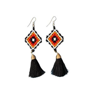 Mexican earrings, Mexican jewelry, Huichol earrings