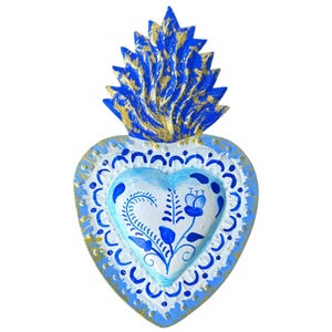 Mexikanisches Herz aus Zinn, mexikanische Zinnkunst, mexikanische Wanddekoration, Talavera Kunst