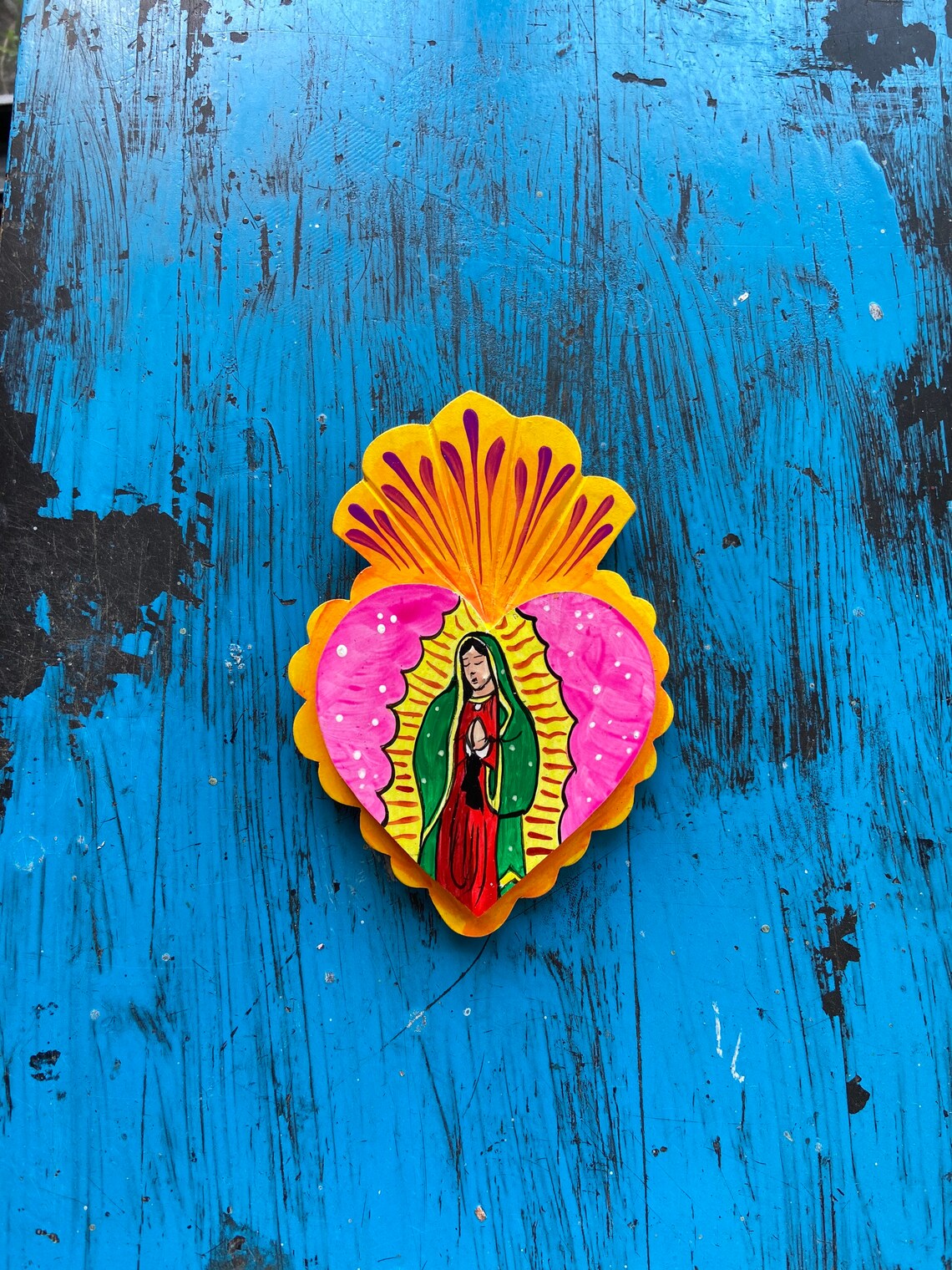 Mexican heart Mexican wall decor virgin of Guadalupe art Etsy
