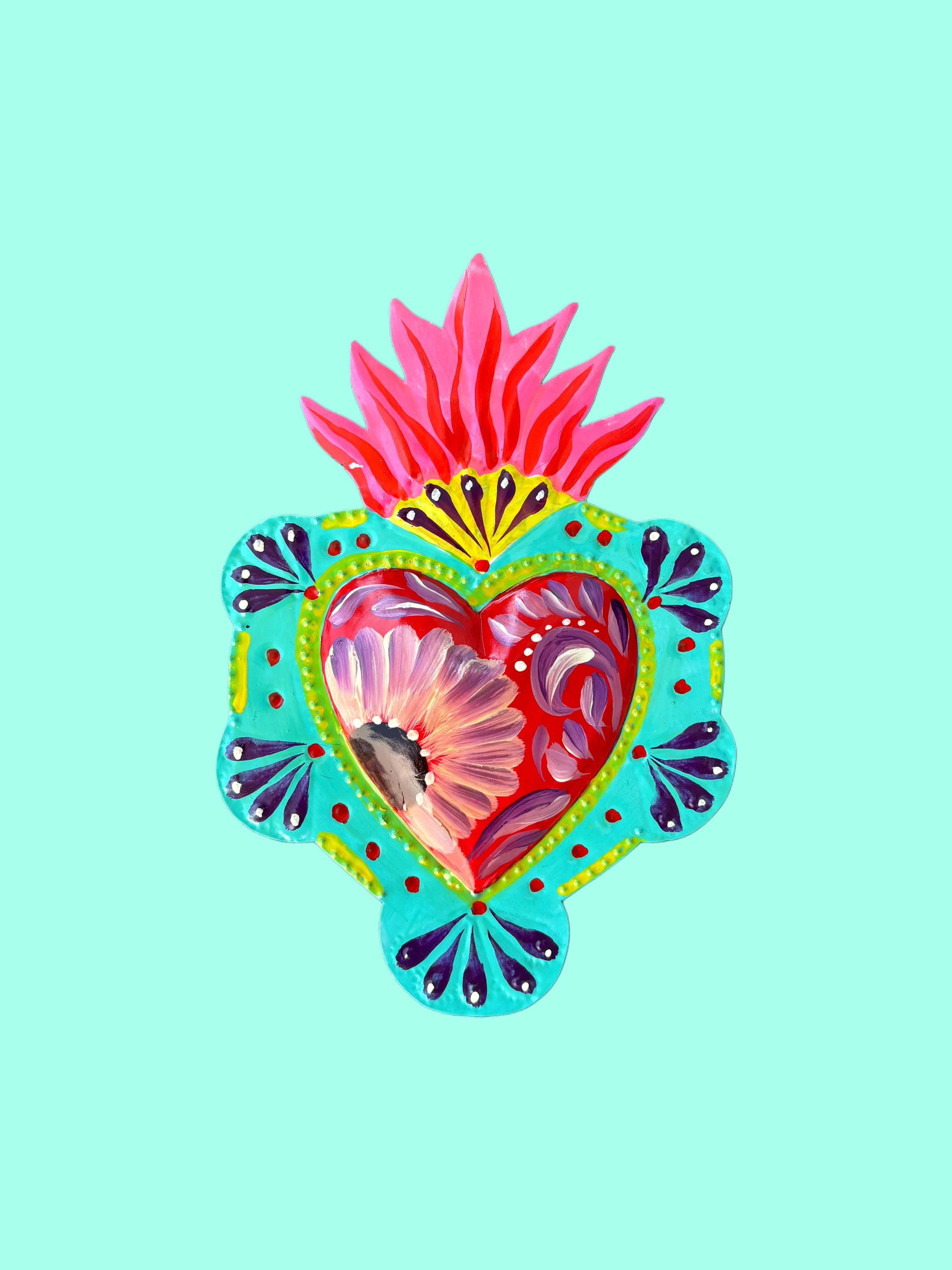 Mexican Tin Heart, Milagro Wall Decor, Folk Art - Etsy Israel
