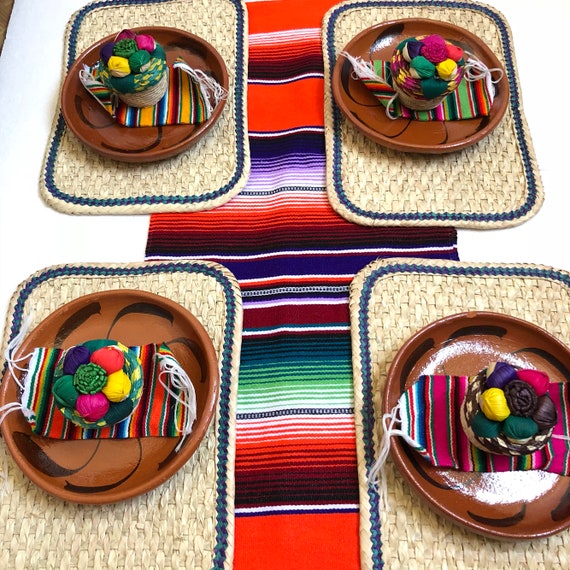 FUHSY Camino de mesa mexicano para fiesta, 13 x 72 pulgadas, camino de mesa  mexicano de serape mexicano, camino de mesa rústico y colorido para