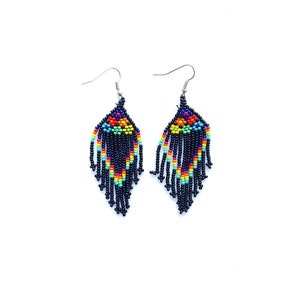 Huichol earrings, Mexican earrings, mexican jewelry