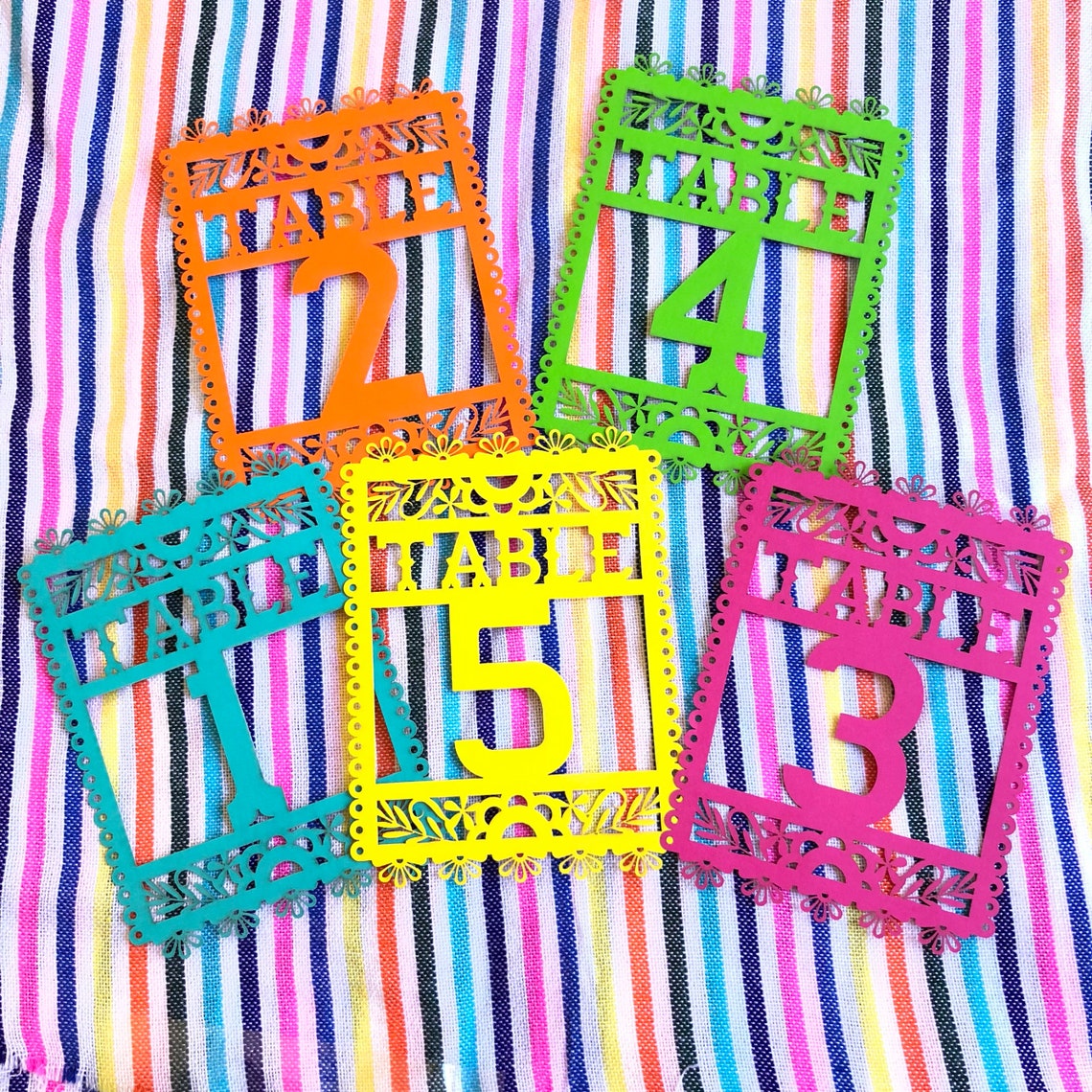 Papel picado table numbers fiesta table number mexican | Etsy