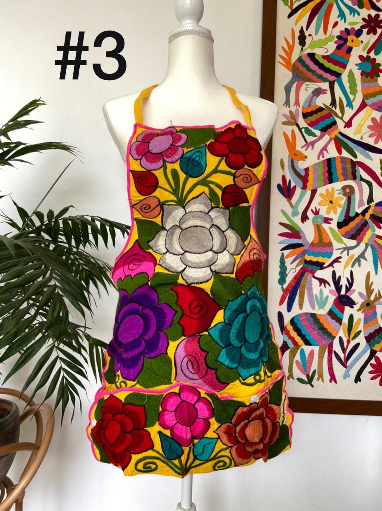 Mexican embroidered apron Mexican apron mandil Etsy