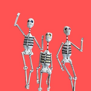Jour du crâne mort en papier mâché, art populaire mexicain, jour de lart mort, squelette en papier mâché image 4
