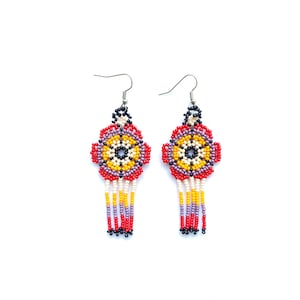 Huichol earrings, Mexican earrings, mexican jewelry