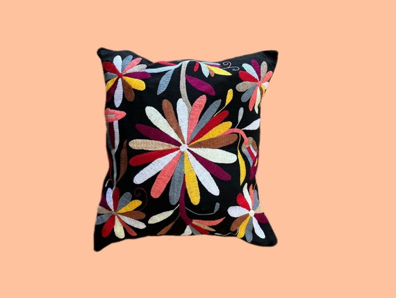 Otomi Pillow Mexican Embroidered Pillow Otomi Embroidery Etsy