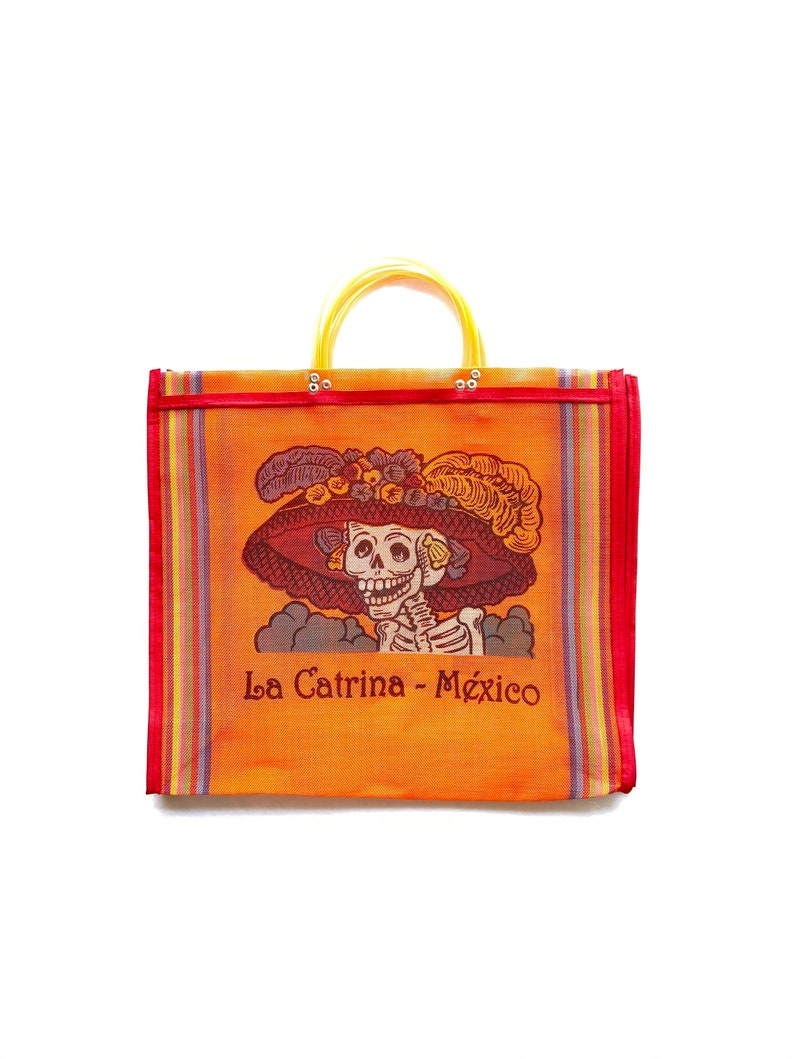 Mexican beach bag mexican market bag La catrina mercado bag Mesh bag Mexican mercado bag Mexican tote bag Mexican grocery bag