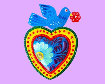Mexican Tin Heart, Milagro Folk Art Wall Decor (10 Inch) - Etsy