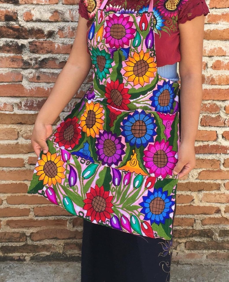 Mexican Embroidered Apron Mexican Apron Mandil Etsy