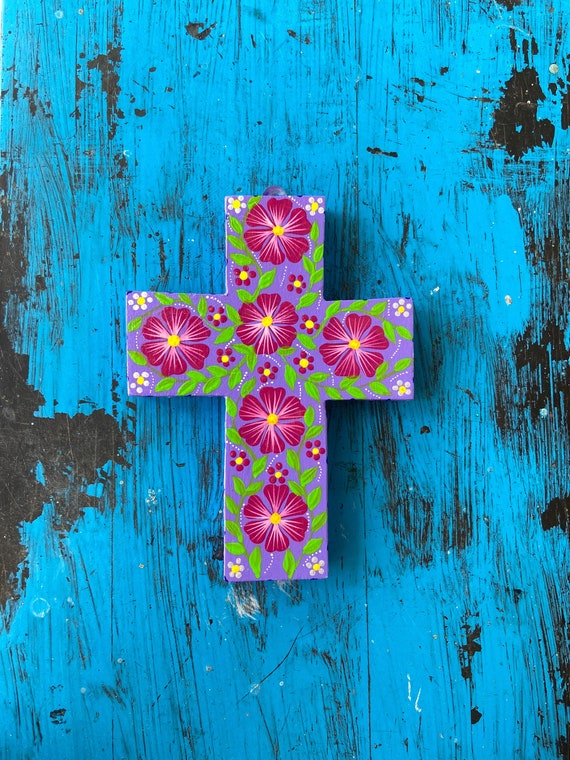 Mexican Wood Cross Mexican Religious Art Mexican Wall Decor Etsy