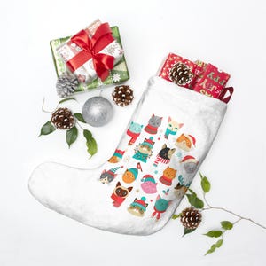 Christmas Stockings, Holiday Decor, Kitty Cats Stocking, Cute Christmas Decor, Cat lover gift, Christmas Gift, Cat stocking, Christmas