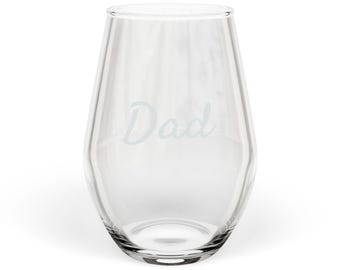Dad Script Engraving Stemless Wine Glass | 11.5oz