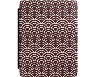 Funda para Kindle color burdeos con diseño geométrico japonés Seigaiha Wave.