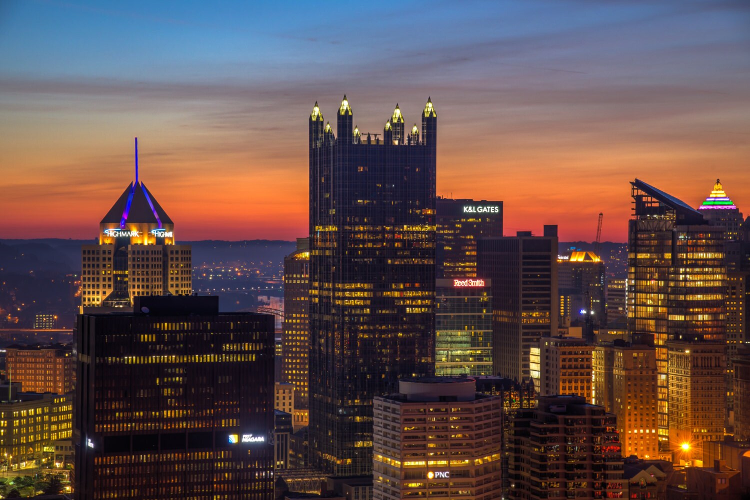 Pittsburgh Skyline At Sunrise Captured Atop Mount Washington Etsy