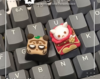 Llavero artesanal lindo conejito y panda