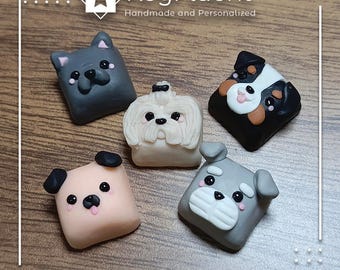 Teclas artesanales hechas a mano con temática de perro