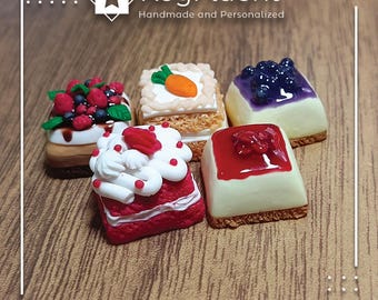 Tecla artesanal hecha a mano con temática de pastel