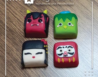 Tecla artesanal hecha a mano con temática japonesa