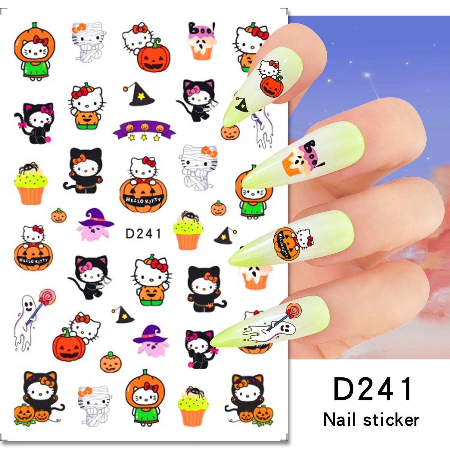 48pcs Cute Hello Kitty Design Nail Art Mini Rhinestones Flatback
