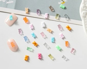 Mini Gummy Bear Nail Charms in Fun, Summery Colors
