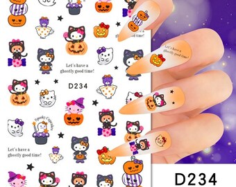 Kawaii Kitty Softgirl Aesthetic Nail Stickers - Candy, Pumpkins, and Cuteness Galore!