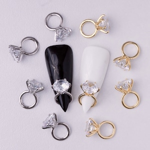 crystal ring nail charm