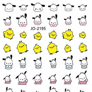 perro pocha y pichan pegatinas de uñas