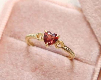 Vintage Ruby Engagement Ring, Ruby Ring For Women, 14k Gold Minimalist Ring, Raw Stone Ring, Gift For Her, Valentines Day Gift