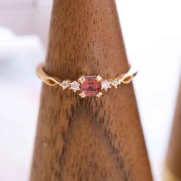 Vintage Ruby Engagement Ring, Ruby Ring For Women, 14k Gold Minimalist Ring, Raw Stone Ring, Gift For Her, Valentines Day Gift