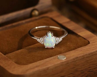 Opal Ring, Promise Ring, Engagement Ring, Commitment Ring, Anniversary Gift, Boho Statement Ring, Cocktail Ring, Wife Gift, Mom Gift