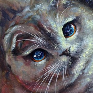 Portrait original de chat Galaxy, peinture à l'huile originale de chat, peinture originale de chat mignon, idée cadeau parfaite pour les amoureux des chats. SANS CADRE