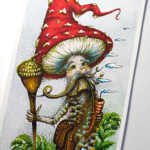 Ilustración original en acuarela mágica pintada a mano, ilustración del espíritu del bosque y arte de personajes de fantasía. SIN MARCO